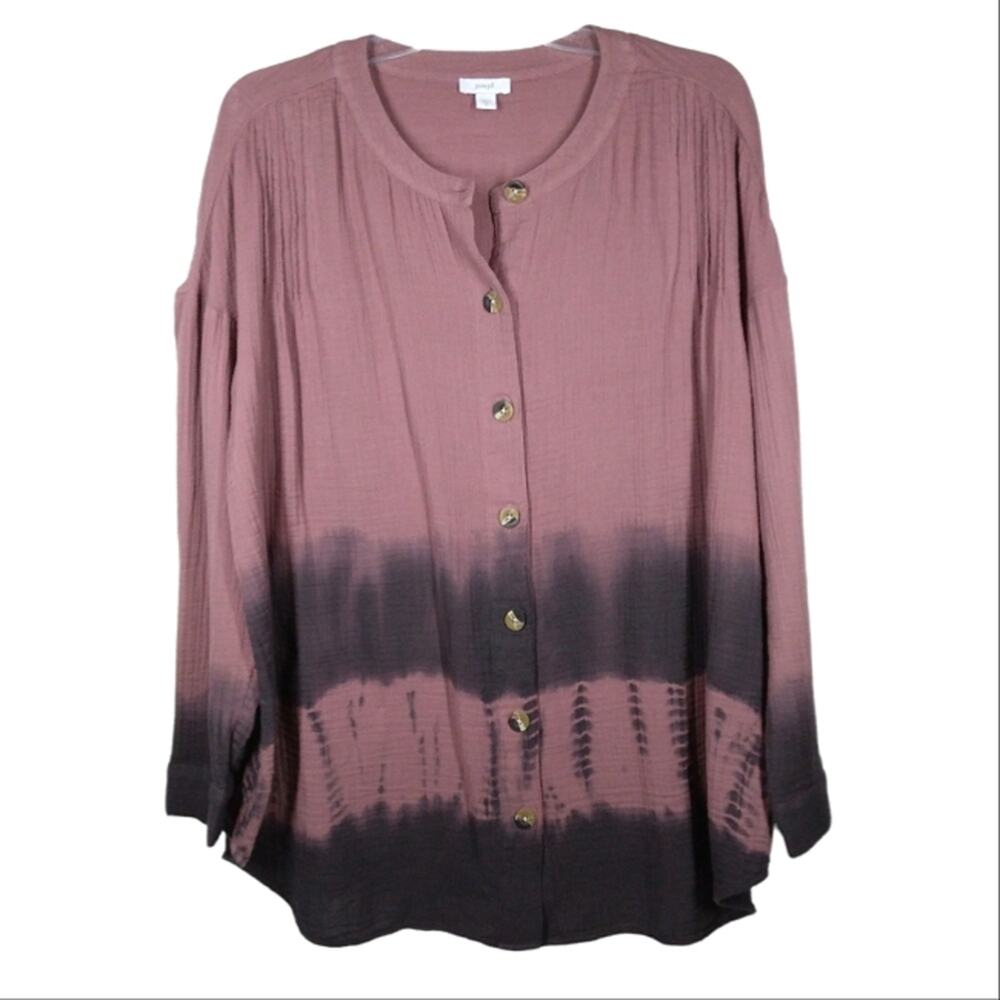 J Jill purejill Tie Dye Long Sleeve Button Down Shirt size Medium